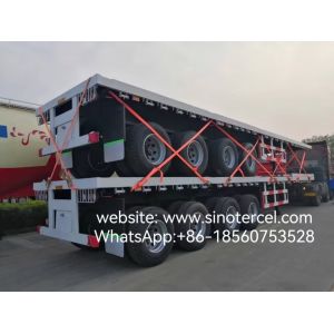 Quality 4 Axles Flat Bed Semi Trailer Strong Bearing Stable Single Axle Can Be Lifted for sale