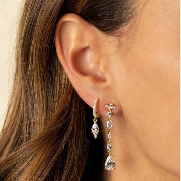 Religious Inspiration S925 Sterling Silver Gemstone Drop Earrings in 18K Gold Plating