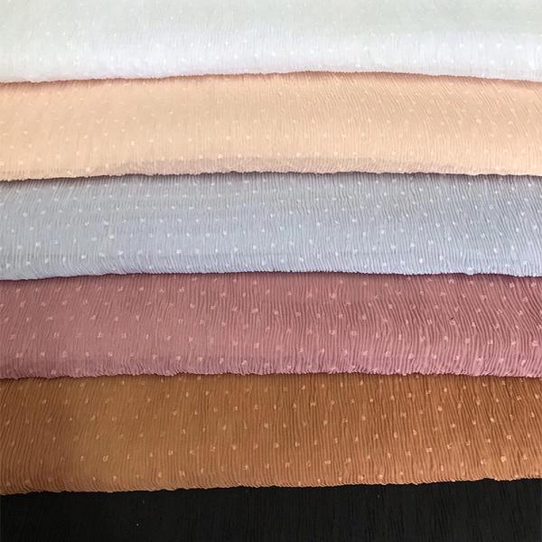 100-250gsm Polyester Tulle Fabric Polka Dot Jacquard Crinkle Pleated Fabric