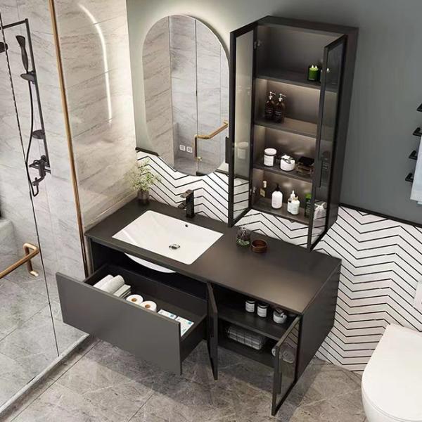 Top Carrara Bathroom Vanity Units Curved White Genuine Marble Color