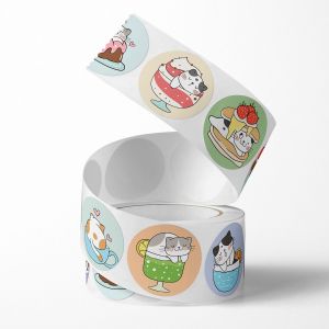 500/Roll Satin Finish Custom Sticker Labels with Material Customization