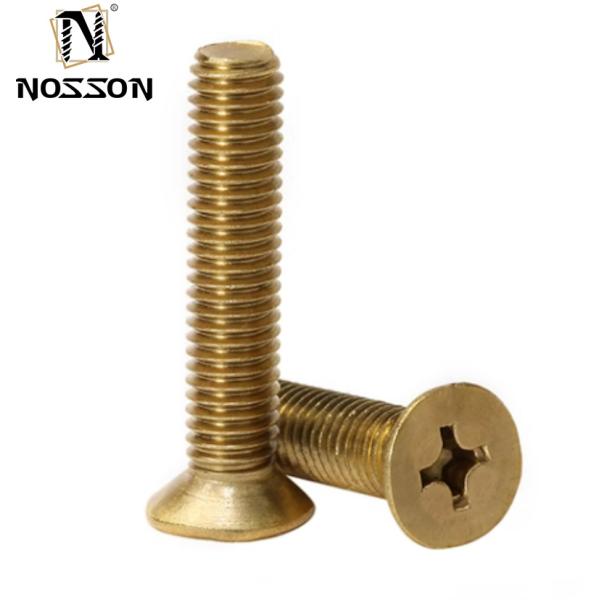 Flat Head Style M2-M8 Brass Phillips Countersunk Machine Screws with Excellent Durability and Plain Finish