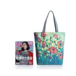 Digital painting flowers calico shoulder portable handbag shoulder bag