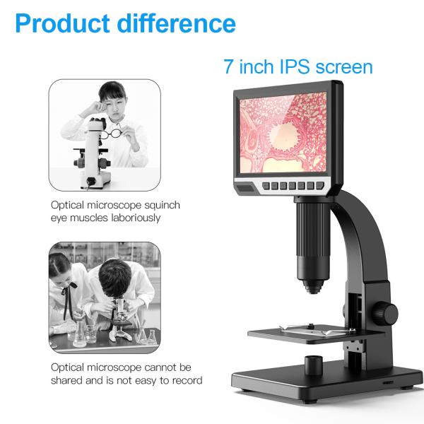 7 Inch IPS Screen Optical Digital Microscope 2000X Electronic Lcd Display Microscope