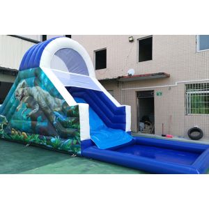 Quality Funny Dinosaur Theme 8.5m By 3m Inflatable Water Slide for sale
