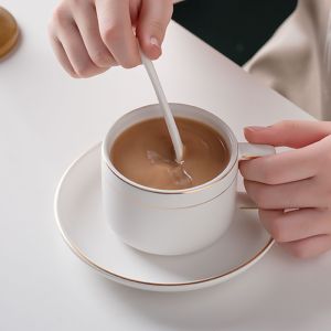 350ml 11.84oz Gold Rimmed Cappuccino Cups And Saucers Perfect For Afternoon Tea