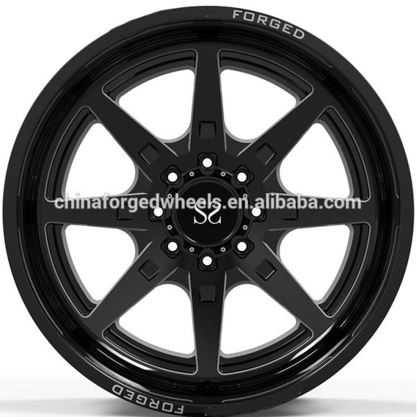 22x10, 22x12, and 22x14 Gloss Black Milling Windows 4x4 Wheels / Deep Lip Forged Off Road Rims