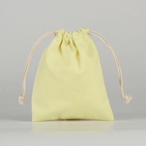 Lemon Color Eco Friendly Organic Muslin Cotton Pouch Promotional Small