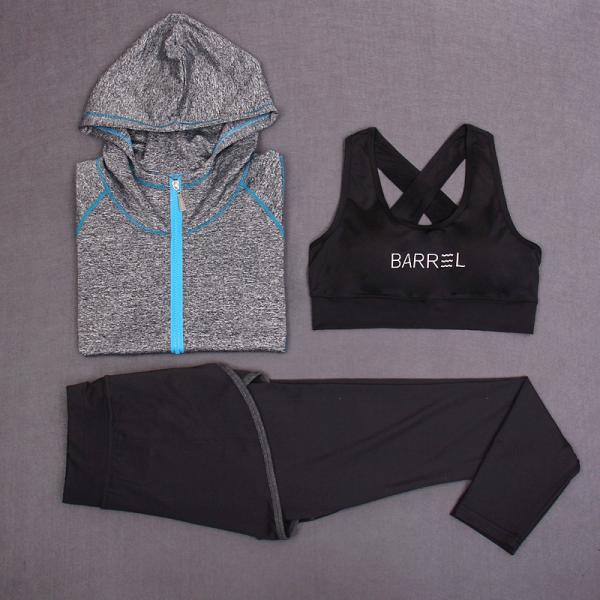 CPG Global High Quality Breathable 3 Pieces Sets Long Sleeves Gym Running Racerback Sports Bra with Yoga Pants T1019
