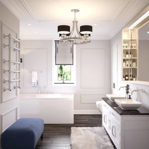 Customized Euclidean White Bathroom Cabinet with Stainless Steel Tower Rack