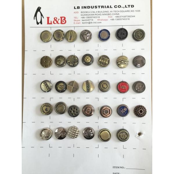 wholesale Zinc Alloy Screw Jean Button Custom brand logo metal button