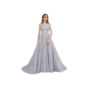 Customize Fluffy Embroidery Arabic Evening Dresses Lady Formal Dress