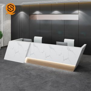 Joint Invisible LED Reception Desk Seamless Splicing Marble Artificial Stone