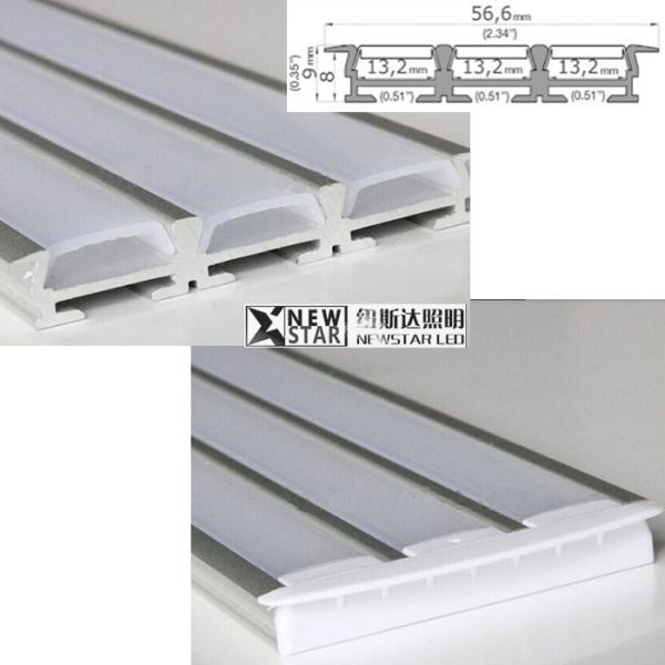 3 rows aluminum profile PCB led strips surface mounted U shape Al channel