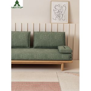 Novelty Foldable Shrinkable Custom Sofa Bed Green Linen Environmental Friendly