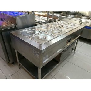 Stainless Steel 8 Pans Bain Marie with Under Shelf 1500*700*800mm
