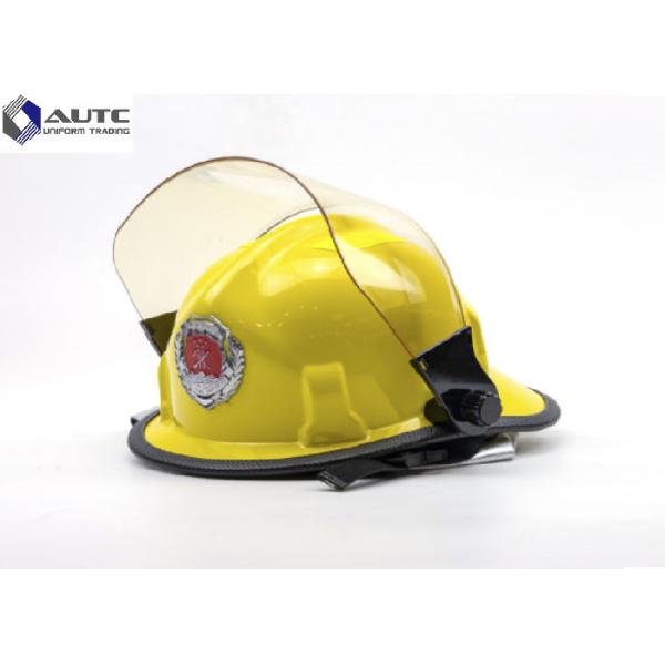 Buy Fire Construction Safety Helmets Face Shield Yellow Polyamine Flame Retardant at wholesale prices