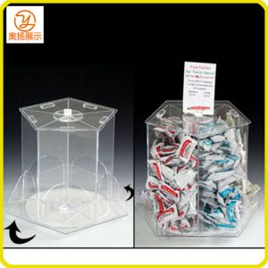 Quality customized clear acrylic rorating display box for candy for sale