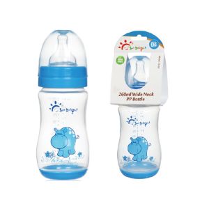 China 9oz 260ml PP Wide Neck Arc Baby Nipple Bottle on sale