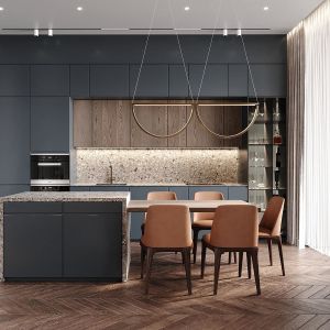 New Modern Solid Wooden Veneer Matt Lacquer Finished Kitchen Cabinet