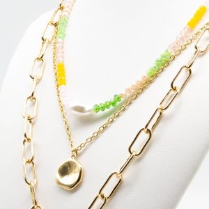 Fashion Gold Necklace Jewelry Sets with Acrylic Pear Beads Necklace for Women