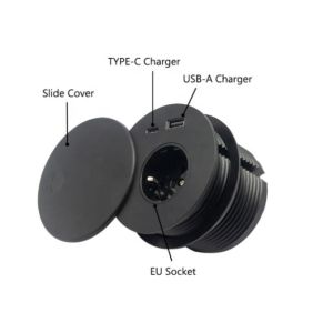 Quality Hidden Power Socket Desktop EU Plug Office Desktop Embedded Outlet Power Grommet With USB And Type C For New Phone for sale