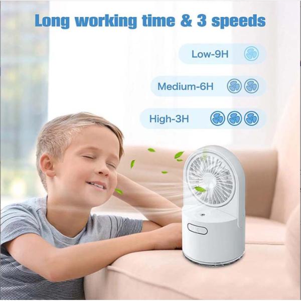 Household USB Rechargeable Water Mist Fan for Home Office Cooling and Humidifying