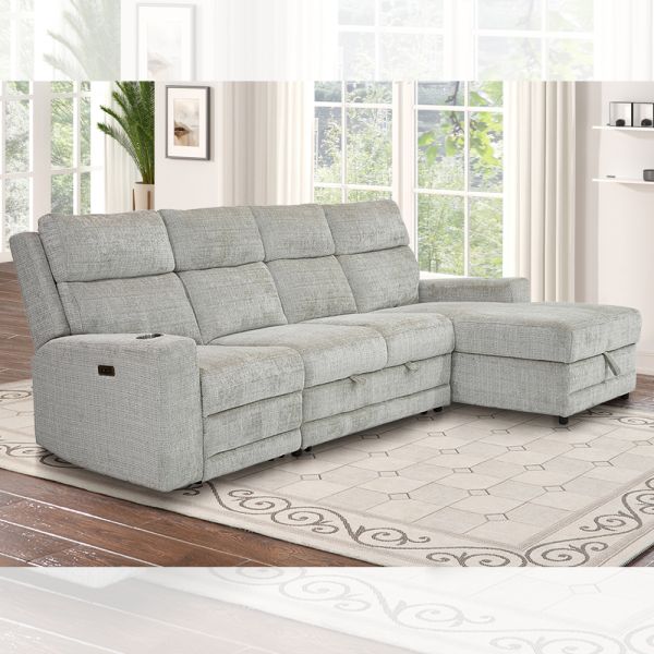 Big L-Shaped Sectional Sleeper Sofa with Pull-Out Bed and Storage Chaise and