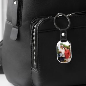 Zinc Alloy Metal Sublimation Keychain With Leather Buckle Picture Keychain