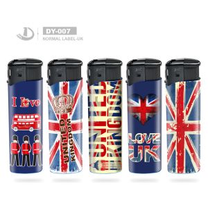Quality Customized Packaging Normal Label UK Logo Electric Lighter 8.2*2.49*1.0 cm for sale