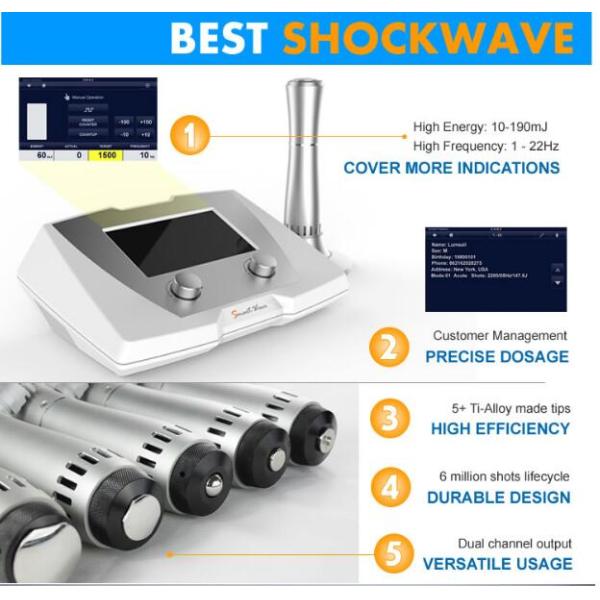 10mj-190mj Adjustable Smartwave Physical Therapy Shock Machine Pain Relief Device