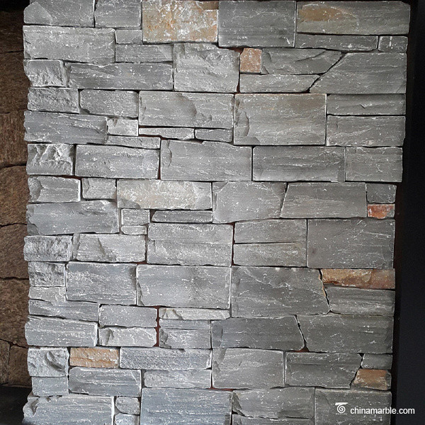 Marble Natural Stone Black Slate Meshed Back Wallstone Weathering Resistance