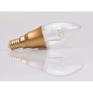 Quality C35 Golden 3W Led Candle Bulb 230° Beam With Clear Lens SEC-L-BX119 for sale
