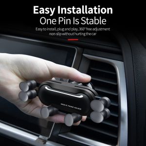 Auto Lock Gravity Car Phone Holder ABS 360 Degree Rotation