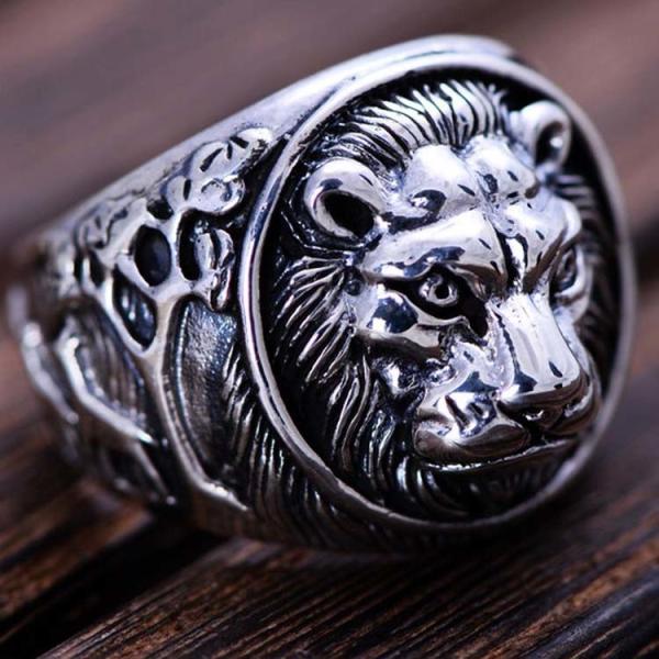 Sterling Silver Lion Men Thailand Vintage Silver Ring (R6030805)