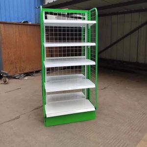 Factory Custom Green Double Sided Mesh Back Shelving Mesh Gondola Shelving with
