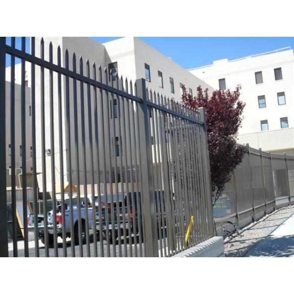 ISO9001 Black 2.2m Tall Steel Tubular Fencing Anti Climb For Community