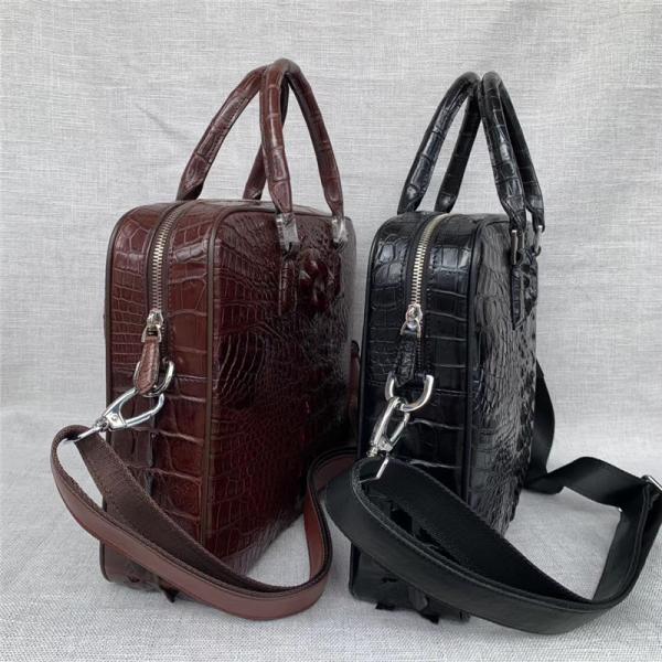 Exotic Real Crocodile Skin Zipper Closure Businessmen Laptop Briefcase Shoulder Bag Genuine Alligator Leather Male Purse