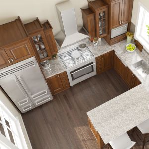 Natural Wood Prefabricated Traditional Walnut Kitchen Cabinets Metal Honey Oak