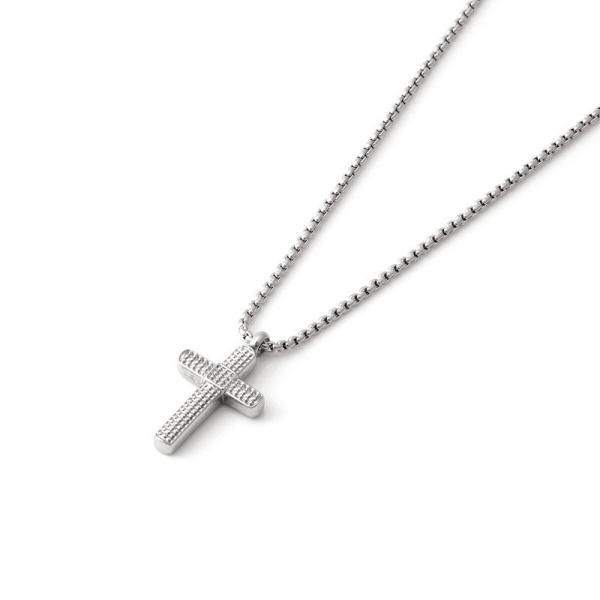 Stainless steel white gold cross pendant necklace with fresh diamond arrangement and full diamond cross necklace