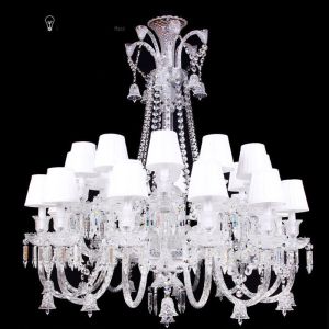 Silver Candle Crystal Chandelier Light With Lampshade （WH-CY-60)