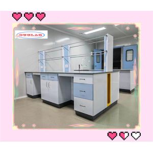 Cold-rolled Steel Frame Chemistry Lab Furnitures with Glass Shelf