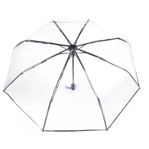 Conveniently Compact Transparent Three-fold Umbrella Fits In A Bag