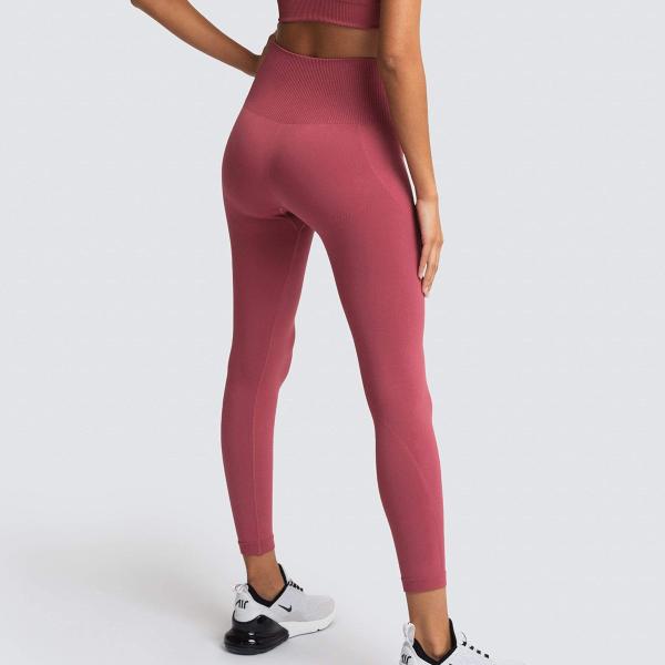 Seamless solid color breathable quick-dry fitness pants woman high waist peach