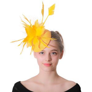 Dyed Sinamay Base and Feather Fascinator Hat for Wedding Occasion