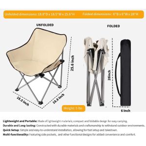 Folding Chairs Heavy Duty Support 350 lbs Moon Chair with Carry Bag Portable