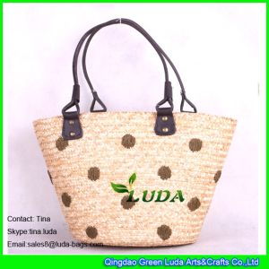 China LUDA cheap straw totes designer dots handbags wheat straw totes on sale