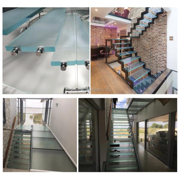 High Quality Anti slip Low Iron Toughened Laminated Glass Customized Size Non-slip Multi Layer Tempered Stairs Glass