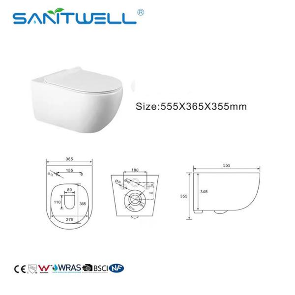 New morden bathroom water saving p-trap 180mm wall mounted toilet hidden cistern bathroom accessories