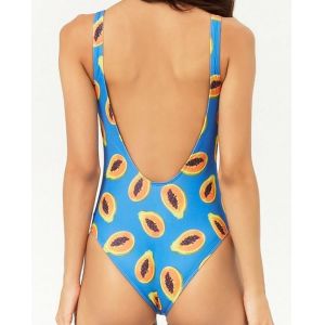 Scoop Neck Halter Top With Fruit One- Piece Swimsuit Women